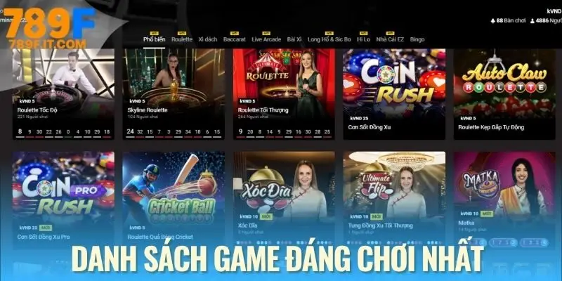Casino 789F Danh sách trò chơi hot nhất tại Casino 789F hiện nay